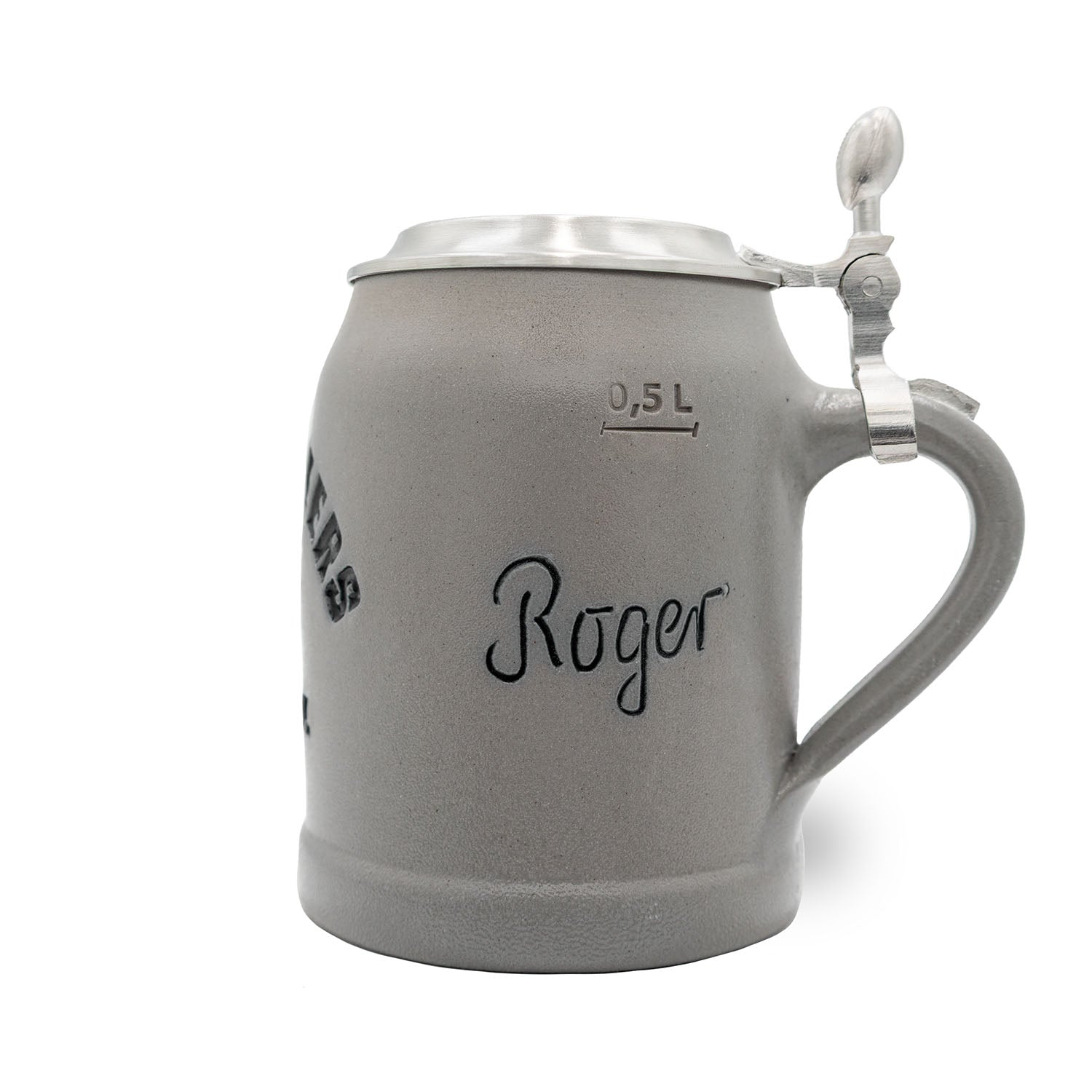 Grauer ®NFL PREMIUM Teamkrug Tampa Bay Buccaneers aus Keramik mit Zinndeckel und Henkel, 0,5 Liter Markierung.