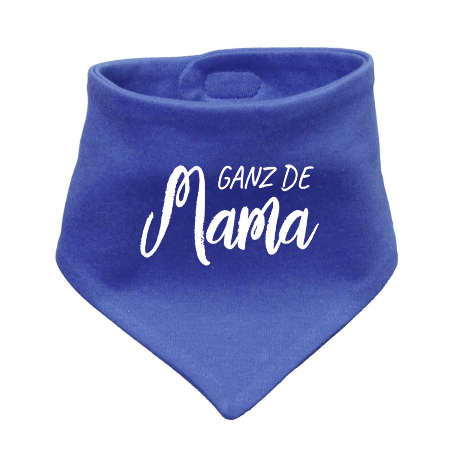 Blaues Babyhalstuch Ganz de Mama... mit weißem Schriftzug; für Babys und Kleinkinder.