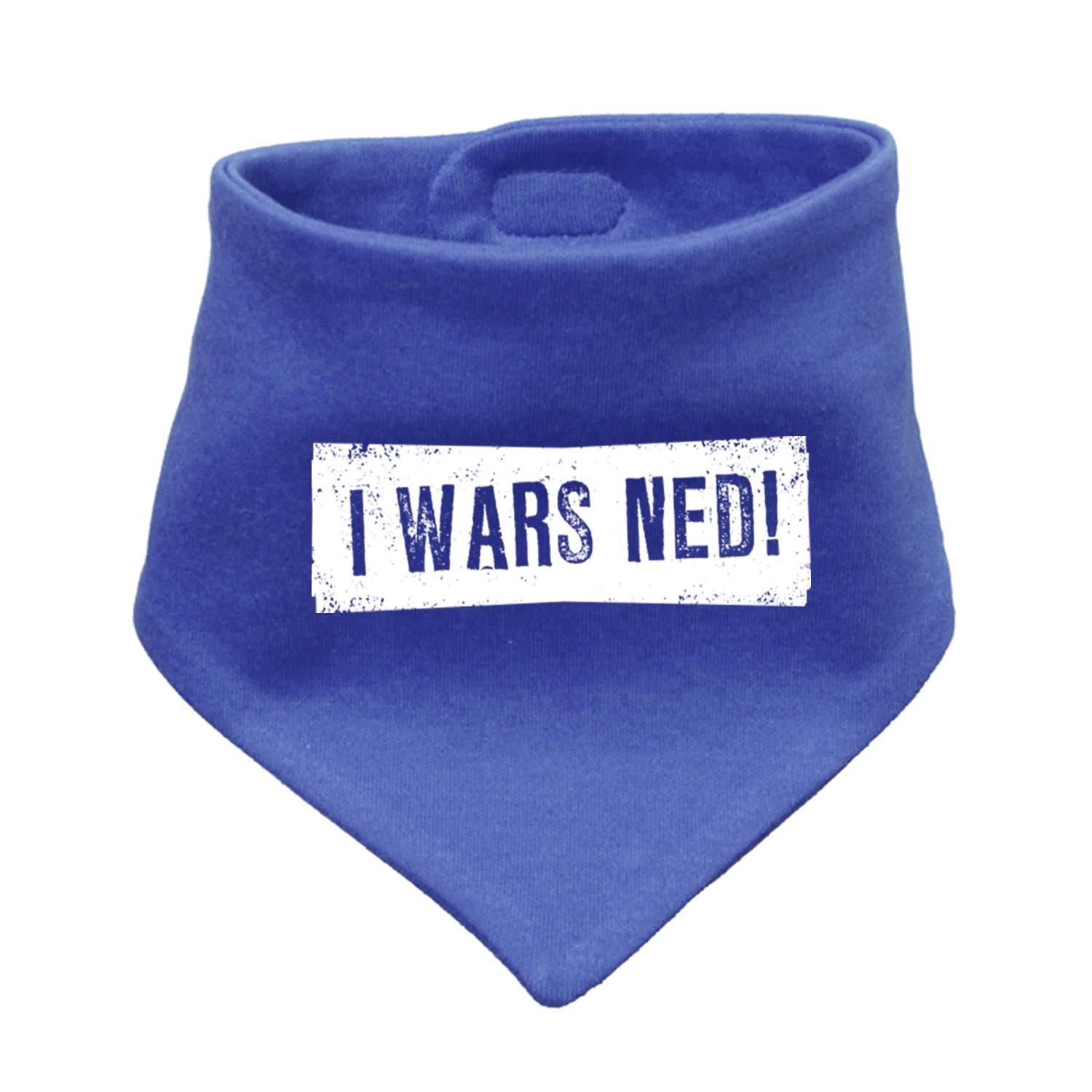 Blaues Babyhalstuch I wars ned! mit weißem, lustigem Spruch für Babys und Kleinkinder, weicher Stoff
