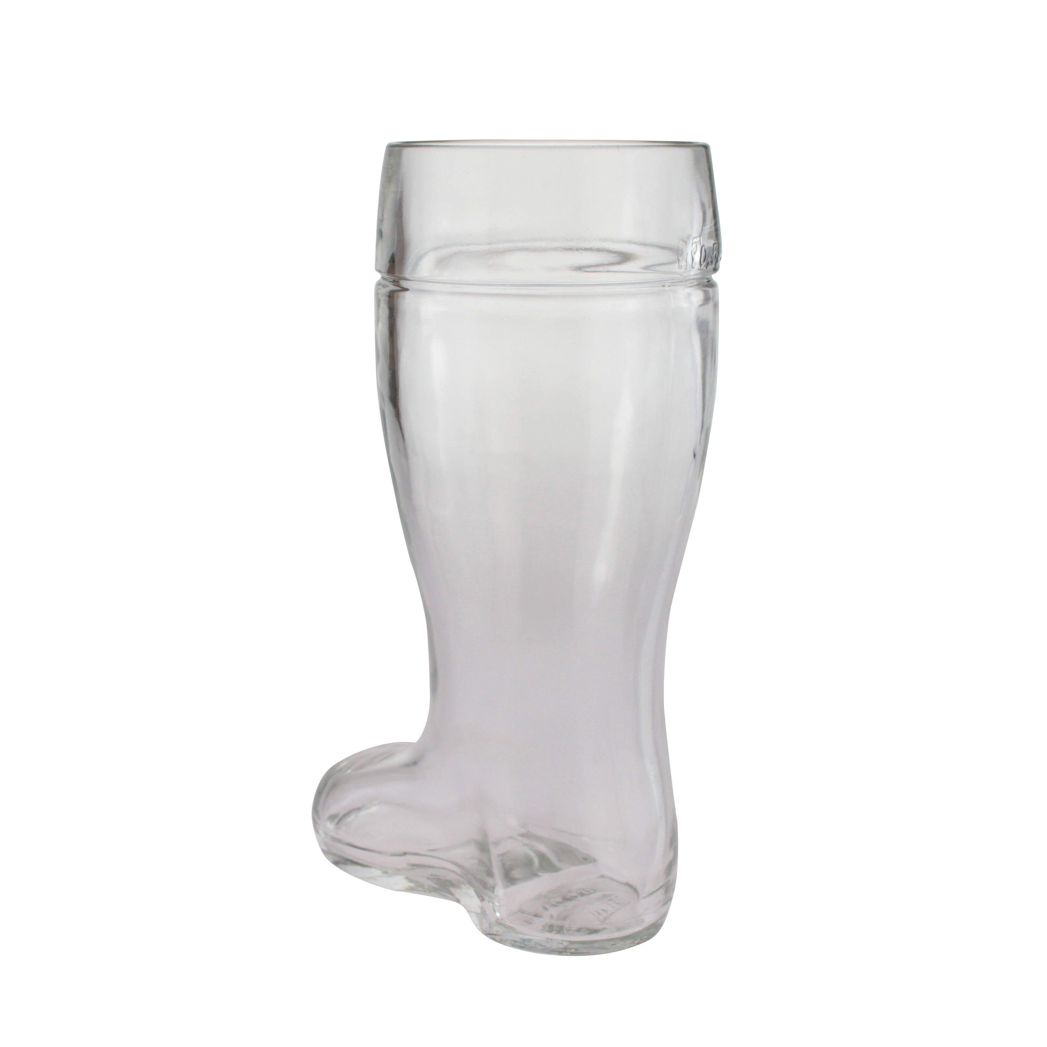 Durchsichtiges Bierstiefel Glas, ideal für Bierliebhaber, festliche Anlässe und einzigartige Trinkgefäße.