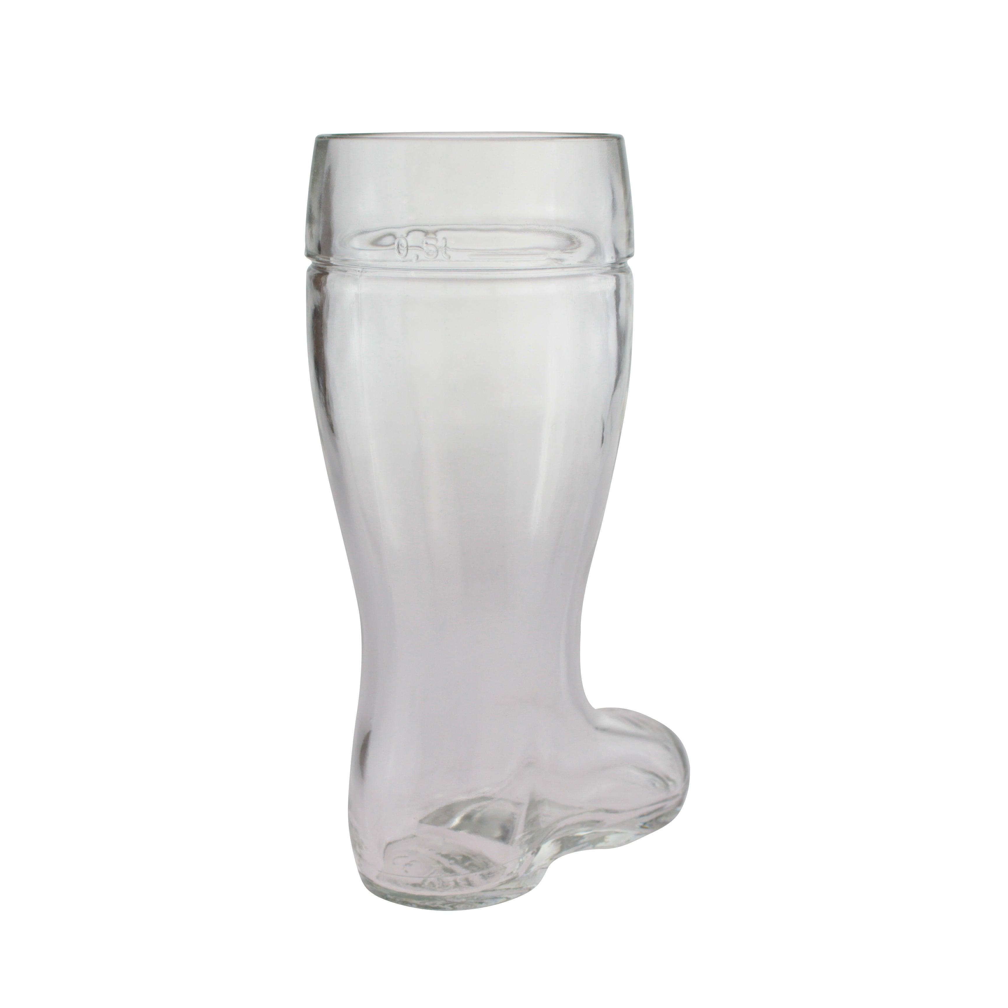 Traditionelles transparentes Bierstiefel Glas mit 0,5 Liter Markierung und stabilem Boden für Bierliebhaber