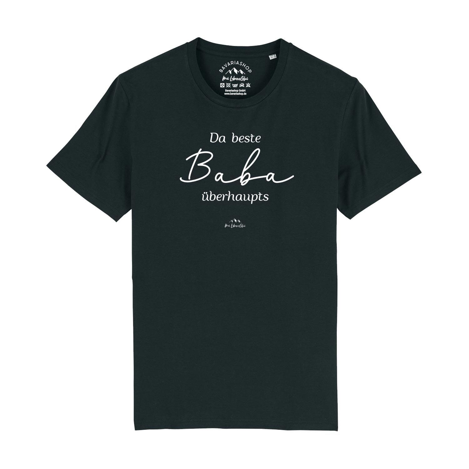 Herren T-Shirt Da beste Baba übahaupts in Schwarz mit locker sitzendem Rundhalsausschnitt.