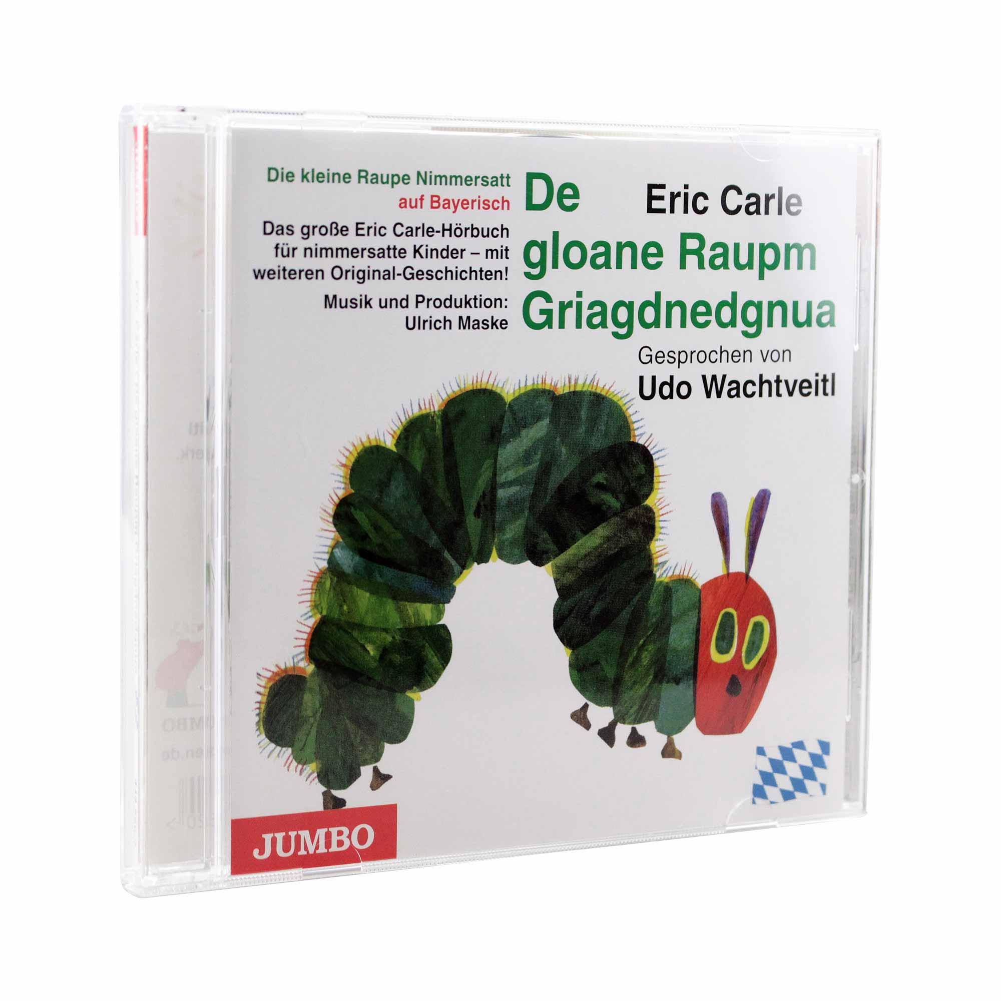 Hörbuch CD Die kleine Raupe Nimmersatt auf Bairisch von Eric Carle, gesprochen von Udo Wachtveitl