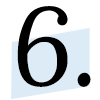 Schwarze Ziffer 6 mit Punkt in einer Serifen-Schriftart auf hellblauem Hintergrund.
