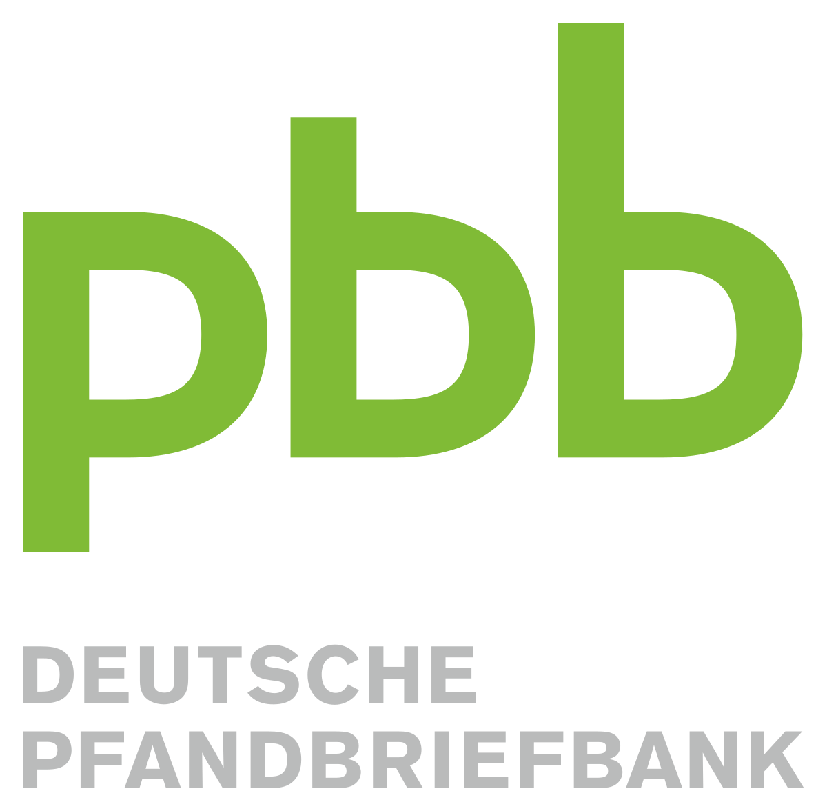 Logo der Deutschen Pfandbriefbank mit grünem pbb Schriftzug auf schwarzem Hintergrund.