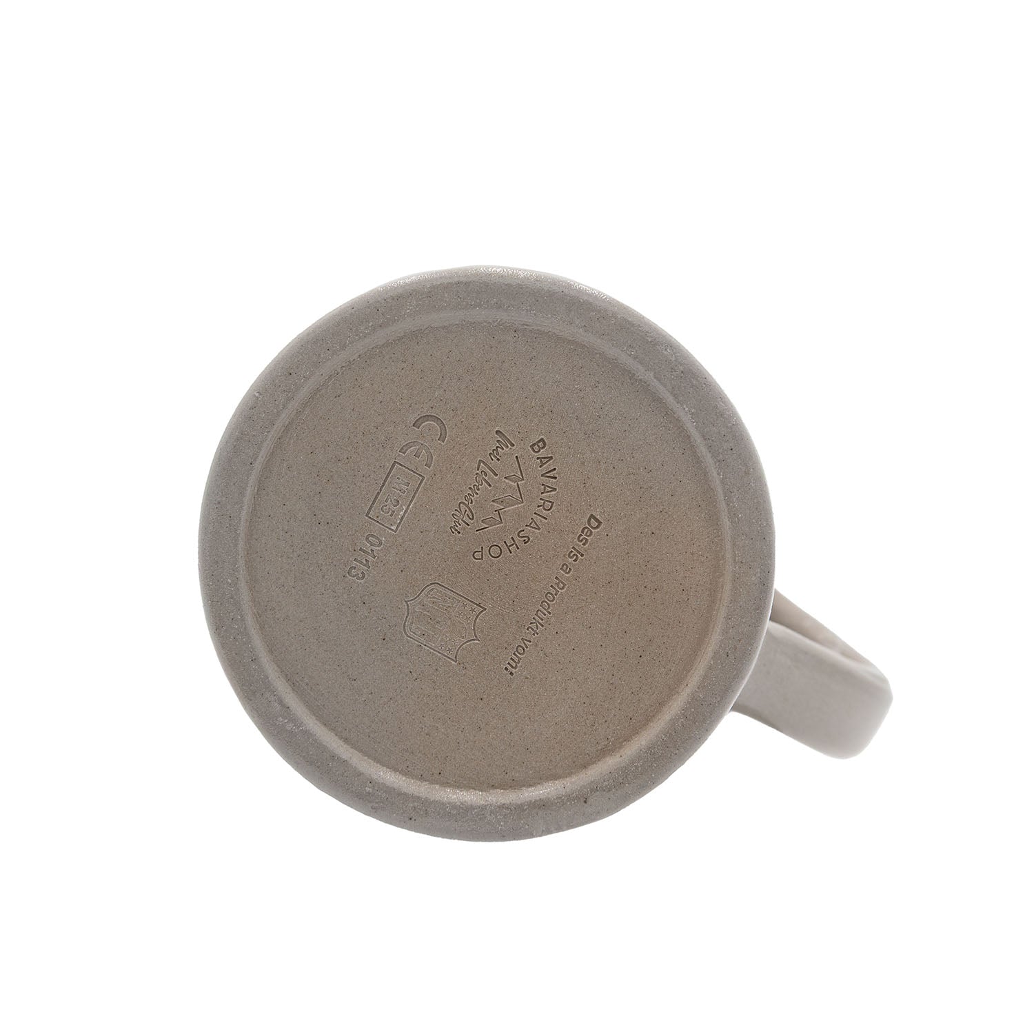 Unterseite des ®NFL PREMIUM Teamkrugs Detroit Lions mit Herstellerstempel und CE-Kennzeichnung.