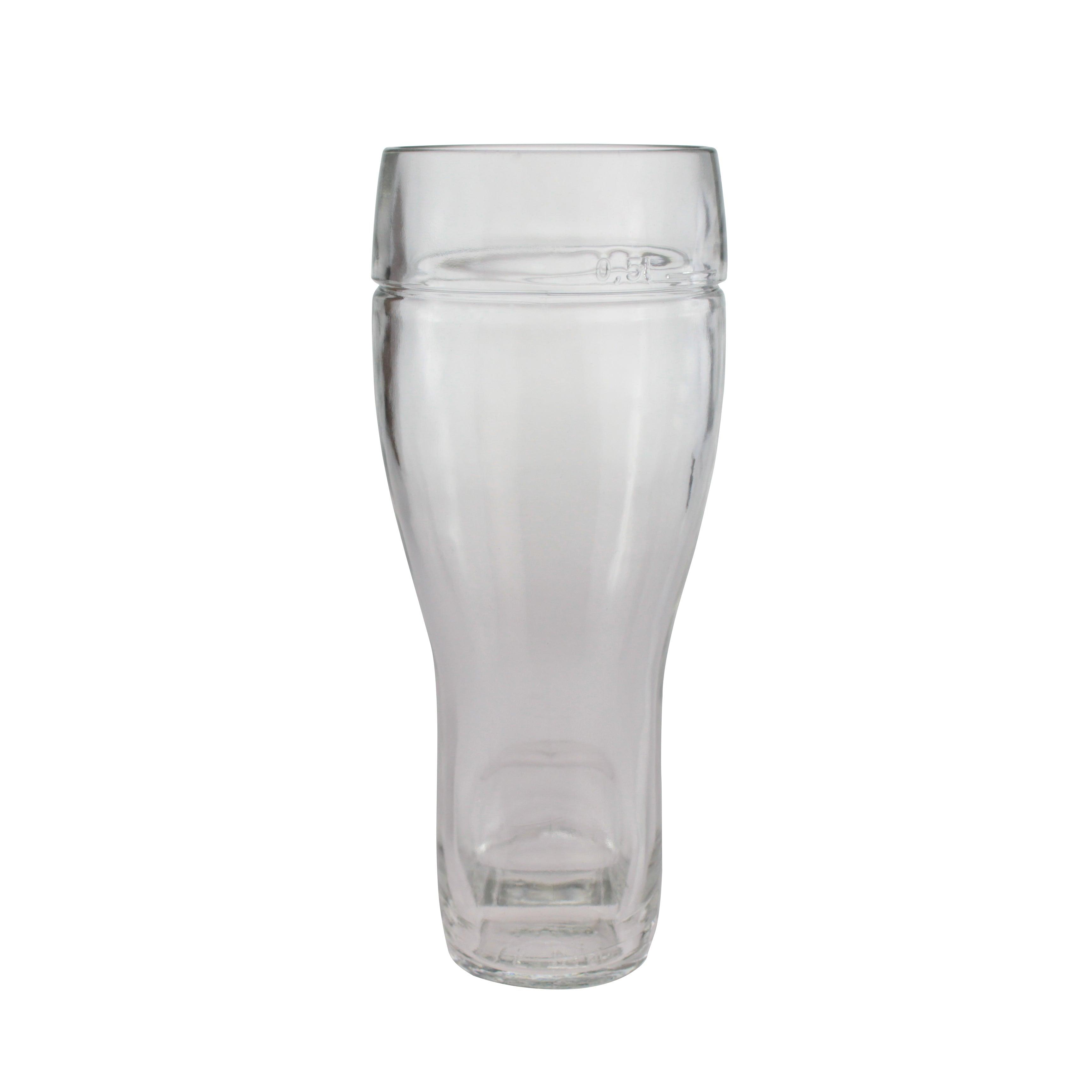 Klares, schlankes 0,4 Liter Bierglas mit geriffelter Optik und Messstrich für den Gastronomiebedarf