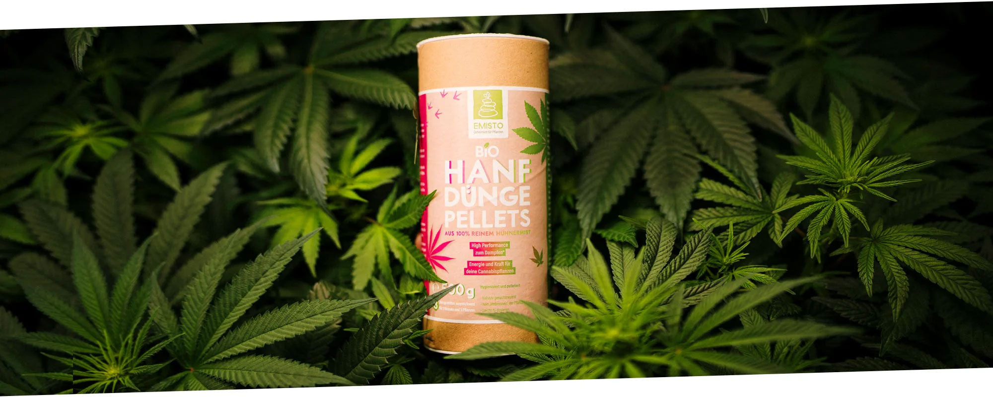 Bio Hanfdünger Pellets aus Hühnermist für gesundes Pflanzenwachstum von Cannabispflanzen im Hanf-Umfeld.