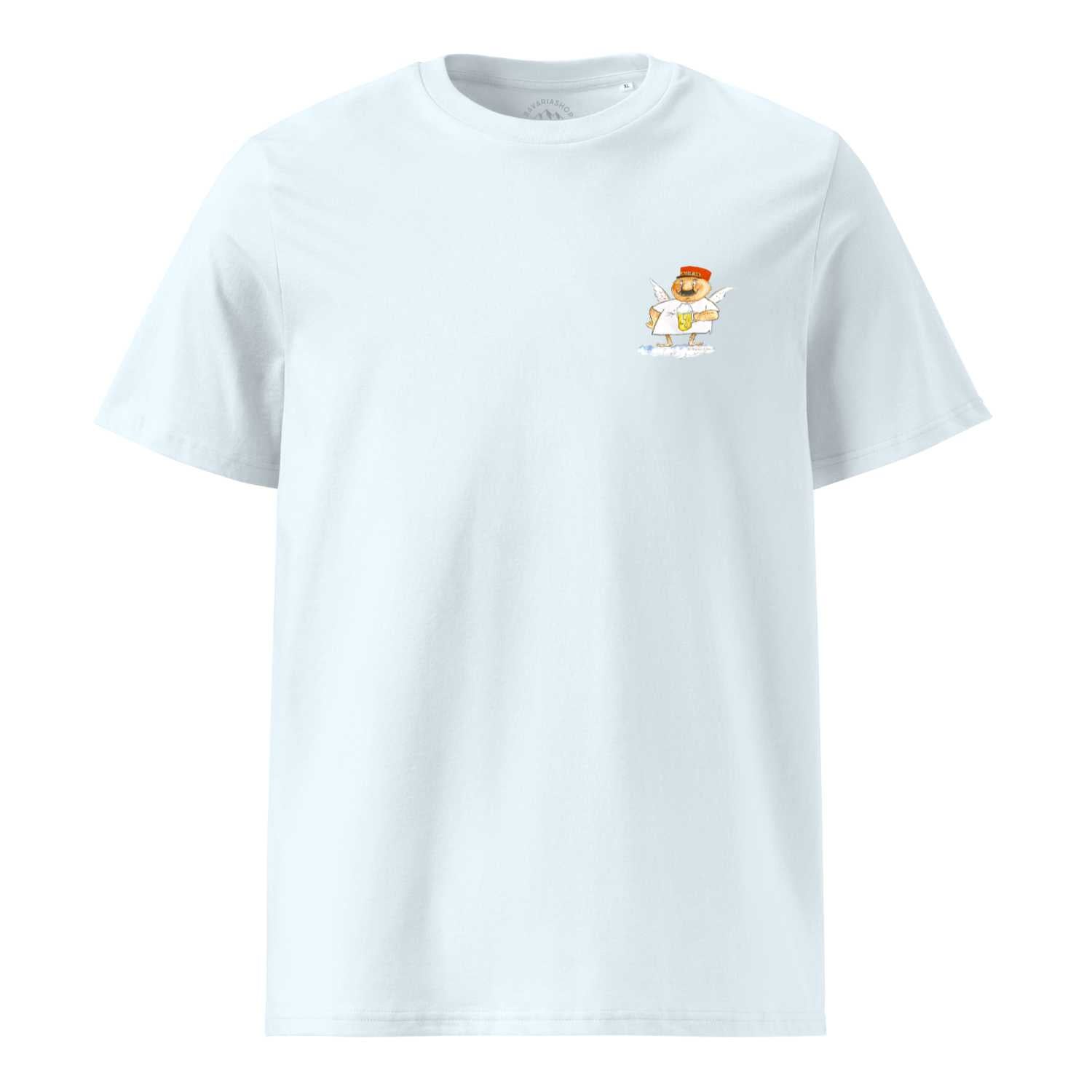Helles Engel Aloisius Herren T-Shirt A Bier sag i mit kleiner, detailreicher Karikatur.