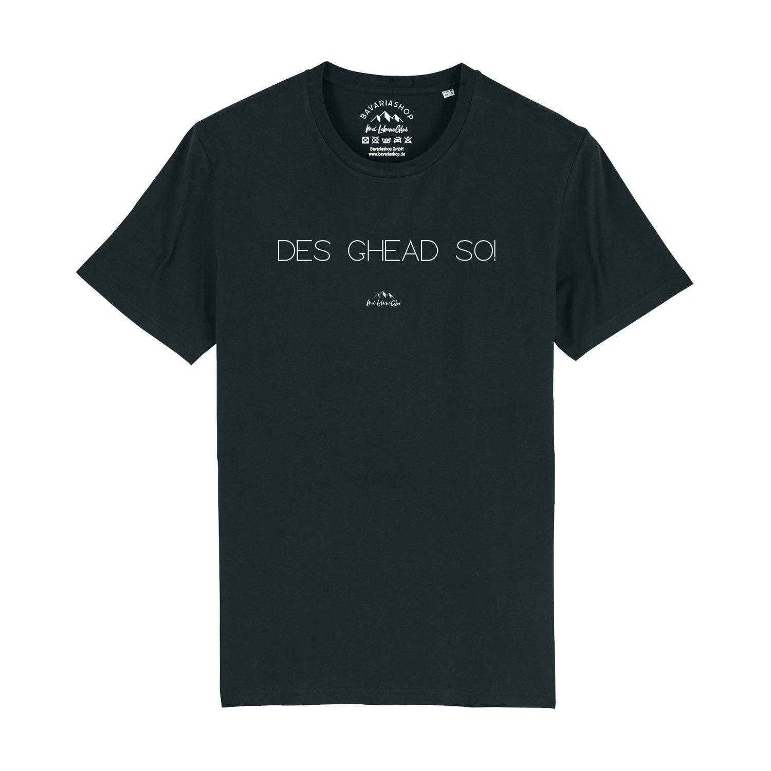 Dunkelgraues Herren T-Shirt Des ghead so! mit weißem bayerischem Schriftzug, lockerer Passform und Rundhalsausschnitt.