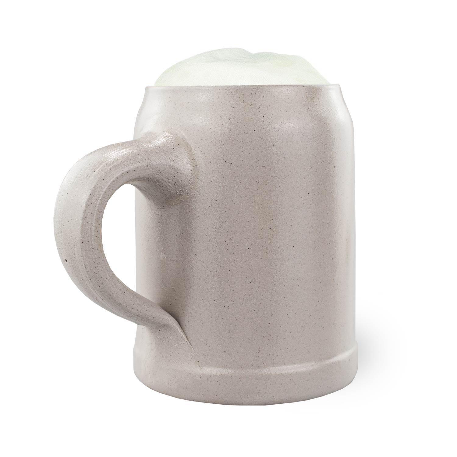 PREMIUM Bierkrug Oberfranken aus grauem Steinzeug mit Schaumkrone, rustikaler Henkel, traditionell.