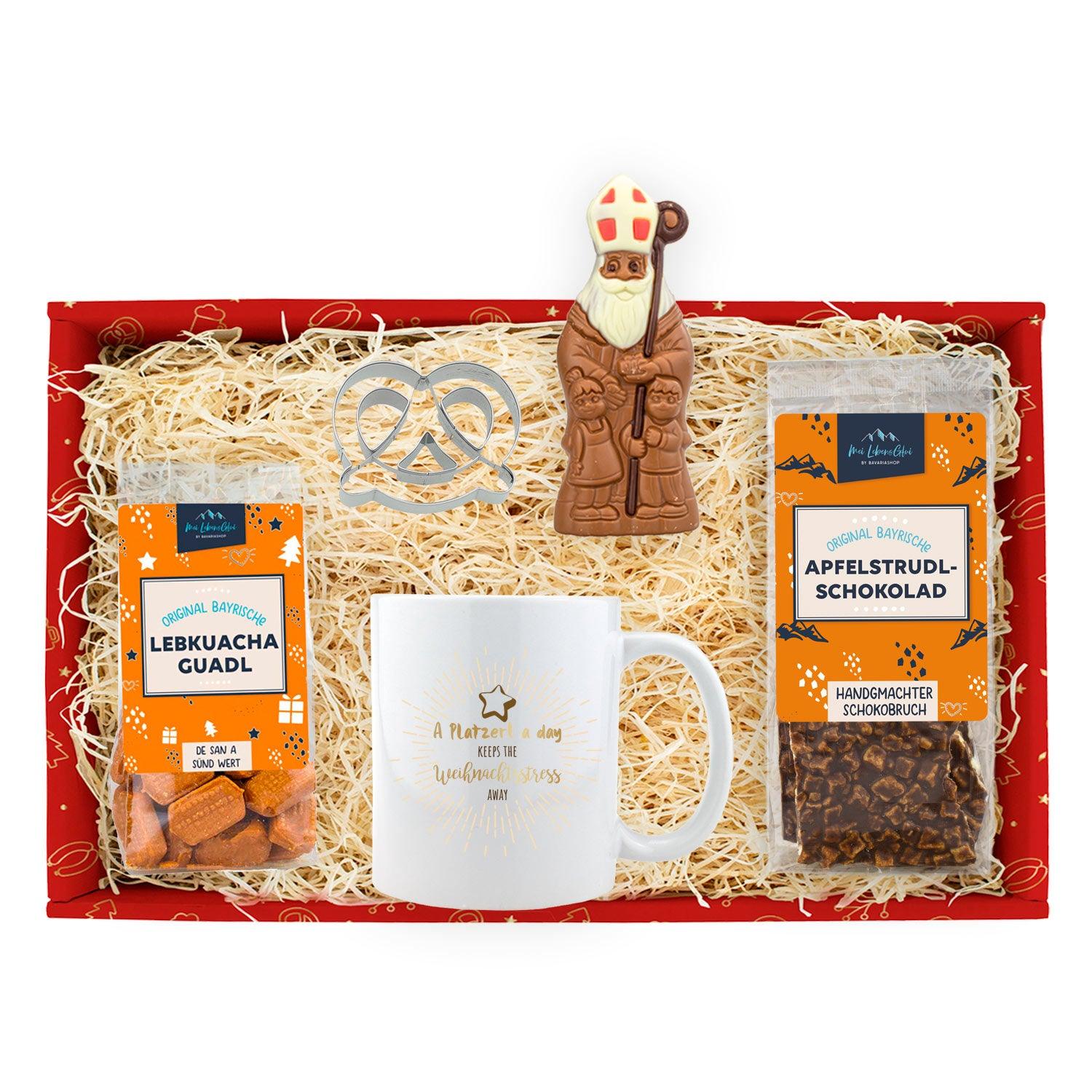 Weihnachtsbox "Vorfreude" mit Lebkuchen, Nikoläusen, Tasse und Schokobruch perfekt als Geschenkidee.